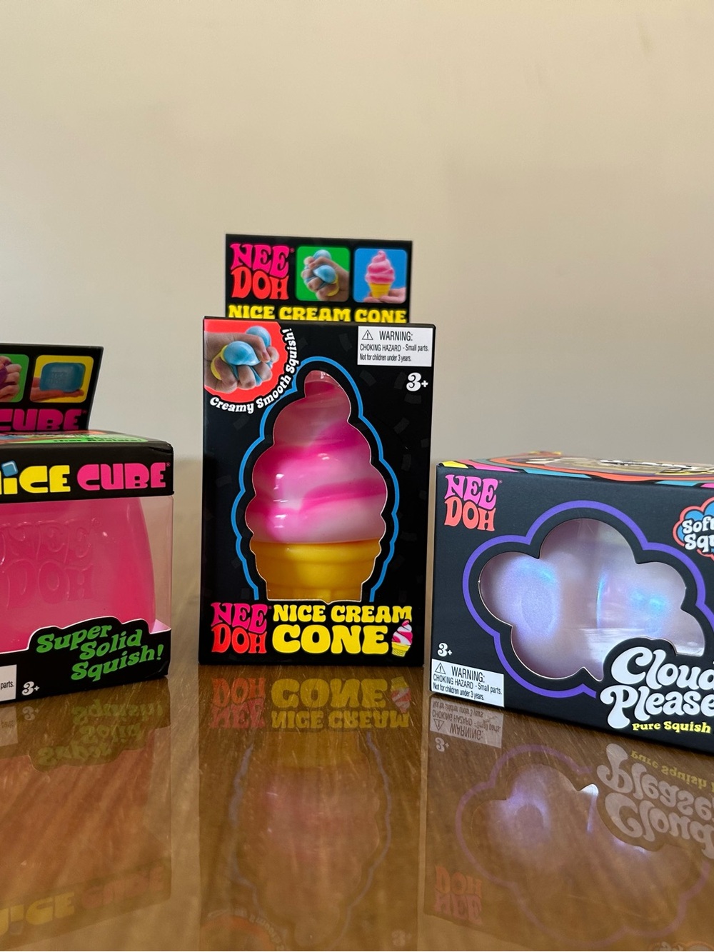 Authentic NeeDoh Nice Cream Cone, Cloud Pleaser & Nice Cube Bundle